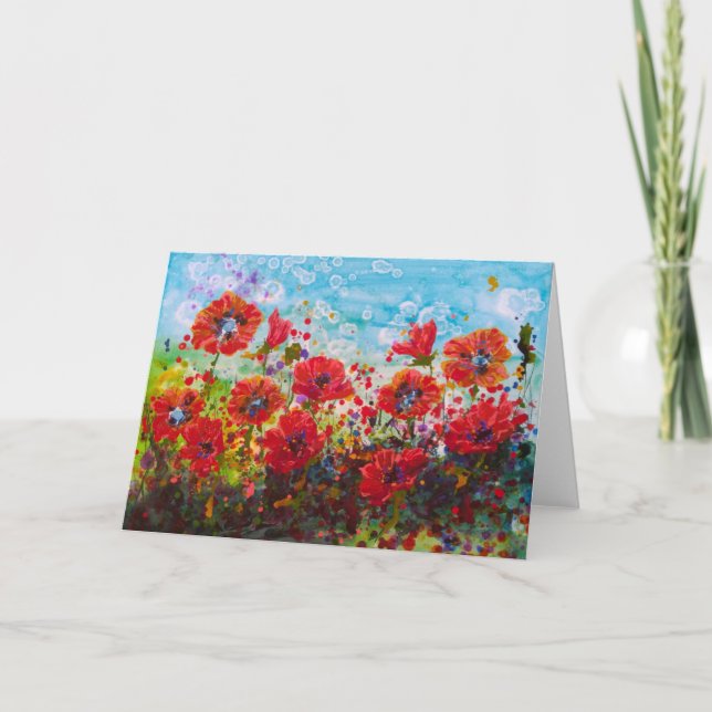 "Poppies by the Sea" Card (Front)