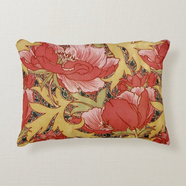 Poppies by William Morris Decorative Pillow (Front)