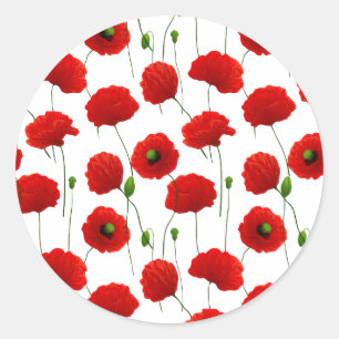 Poppies Classic Round Sticker