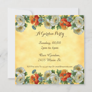 Poppies Custom Garden Party Square Invitations