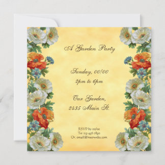Poppies Custom Garden Party Square Invitations