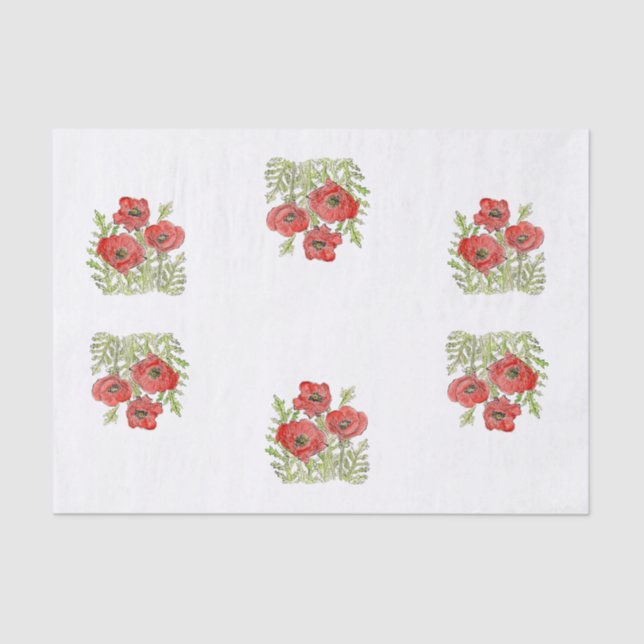 Poppies design on tissue paper (Front)