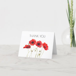 Poppies Floral 1st First Birthday Party Thank you Card