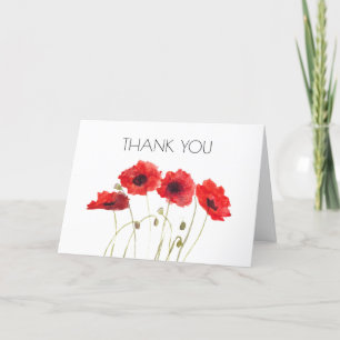 Poppies Floral 2nd Birthday Party Thank you Card