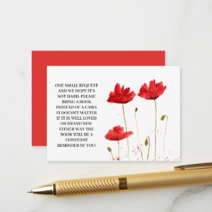 Poppies Floral Baby shower Books for Baby Request Enclosure Card