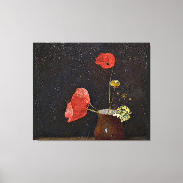 Poppies, floral painting by Odilon Redon Canvas Print (Front)