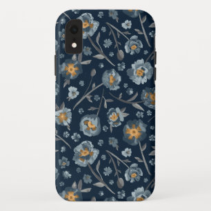 Poppies Floral Pattern Blue iPhone XR Case