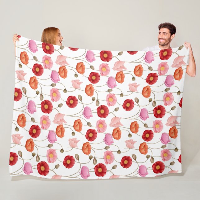 Poppies Flowers Pattern  Fleece Blanket (In Situ)