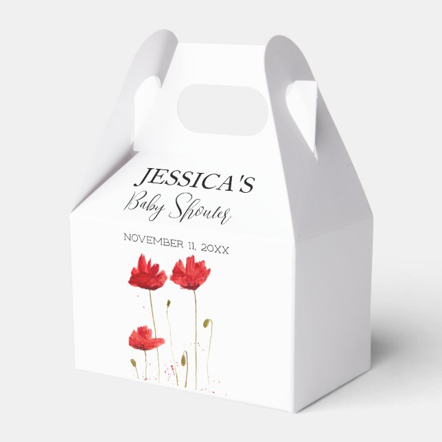 Poppies Flowers Poppy Baby Shower Wildflower girl Favor Box (Front Side)