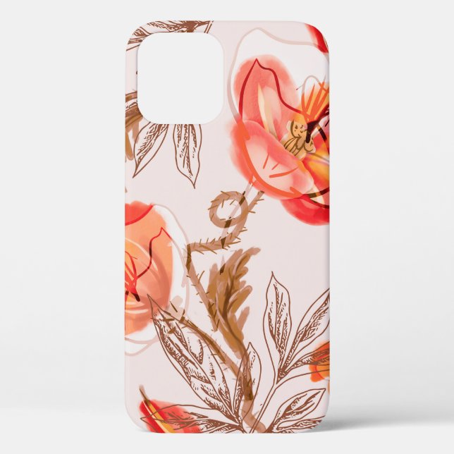 Poppies Flowers Seamless Pattern on a Beige Backgr Case-Mate iPhone Case (Back)