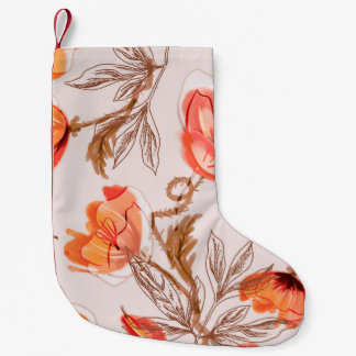 Poppies Flowers Seamless Pattern on a Beige Backgr Small Christmas Stocking