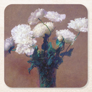 Poppies, Henri Fantin-Latour Square Paper Coaster