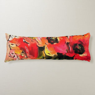 Poppies In A Glass Vase Black Outline Art Body Pillow