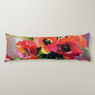 Poppies In A Glass Vase Body Pillow
