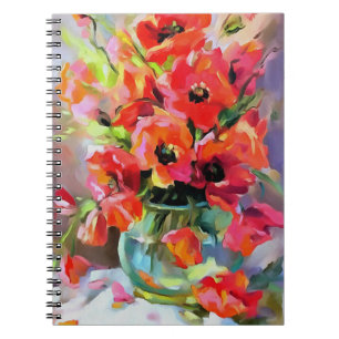 Poppies In A Glass Vase Notebook