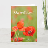 Poppies in a poppy field sympathy card