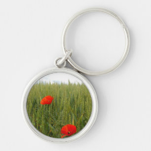 Poppies in a Wheat Field Key Ring
