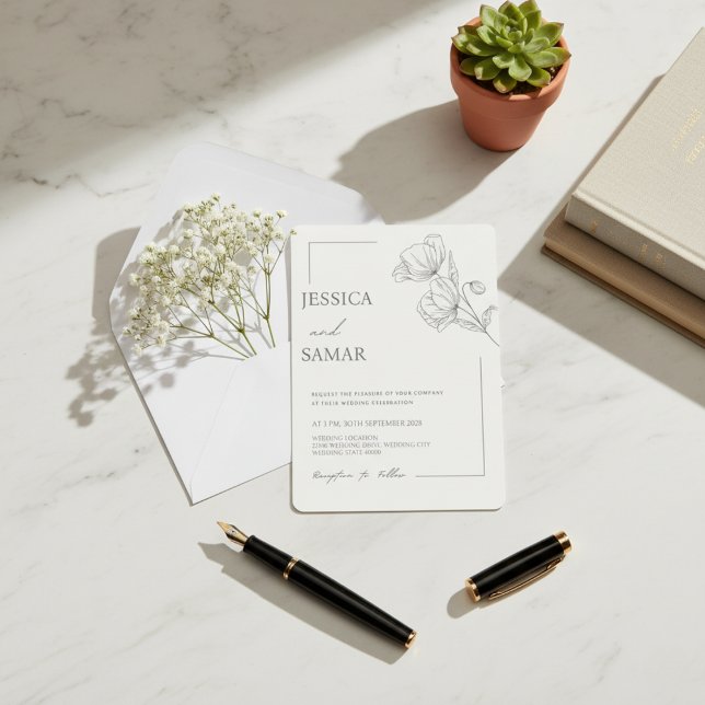 Poppies in Bloom Wedding Invitation (Poppies in Bloom Wedding Invitation)