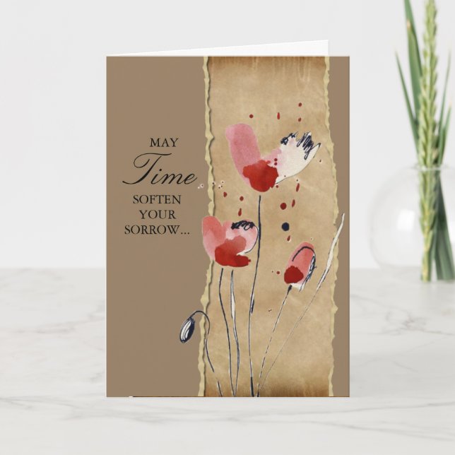 poppies in cardboard frame sympathy card (Front)