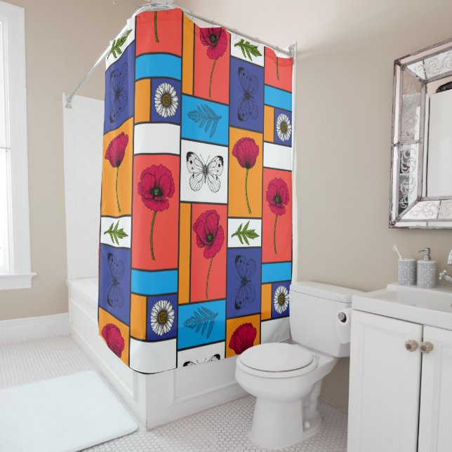 Poppies in colourful boxes (In Situ)