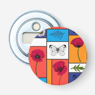 Poppies in colourful boxes bottle opener