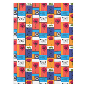 Poppies in colourful boxes tablecloth