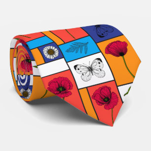 Poppies in colourful boxes tie