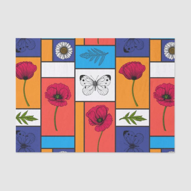 Poppies in colourful boxes tissue paper (Front)