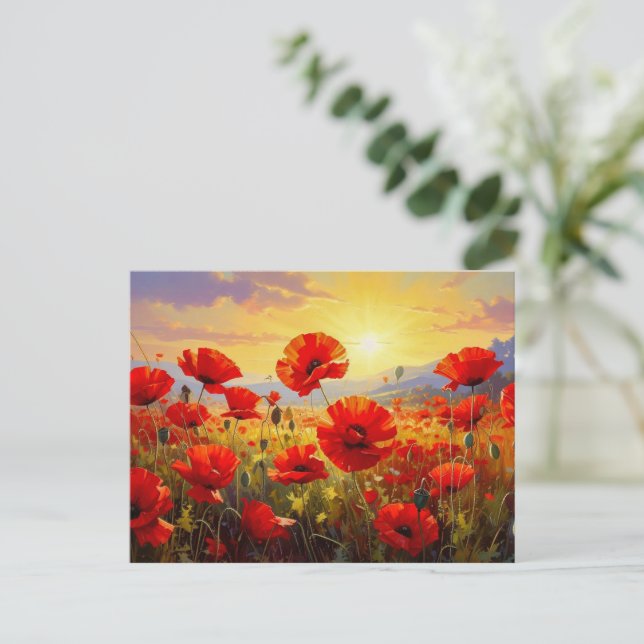 Poppies in the Evening Light, Postcard (Standing Front)