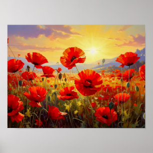 Poppies in the Evening Light Poster
