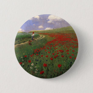 Poppies in the Field SZINYEI MERSE, Pál red flower 2 Inch Round Button
