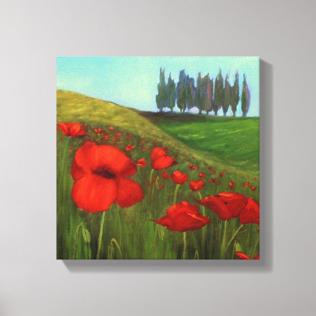Poppies in Tuscany, Italy I Canvas Print (Front)