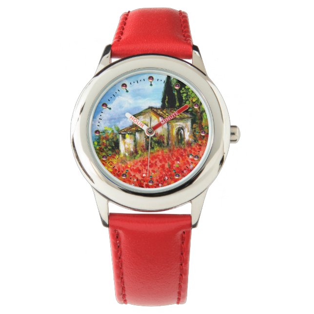 POPPIES IN TUSCANY LANDSCAPE WATCH (Front)