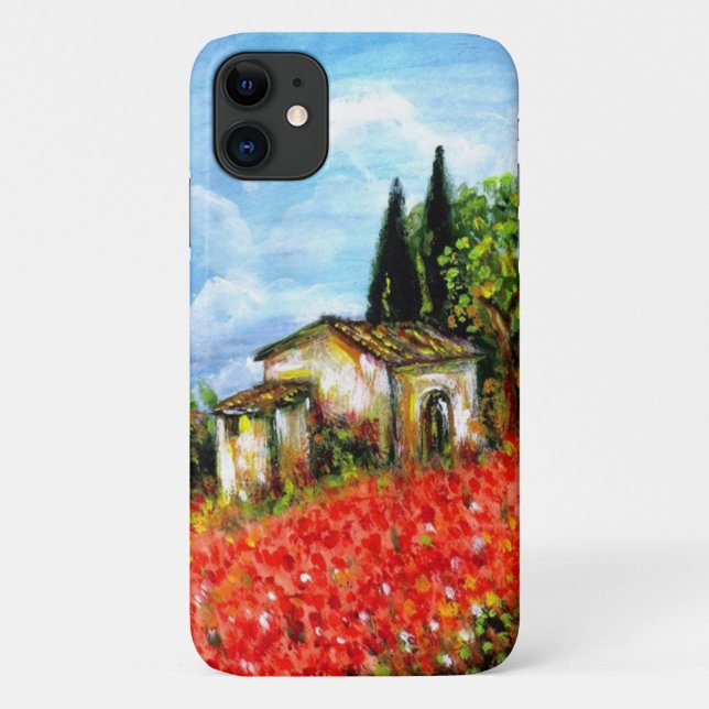 POPPIES IN TUSCANY / Landscape with Flower Fields Case-Mate iPhone Case (Back)