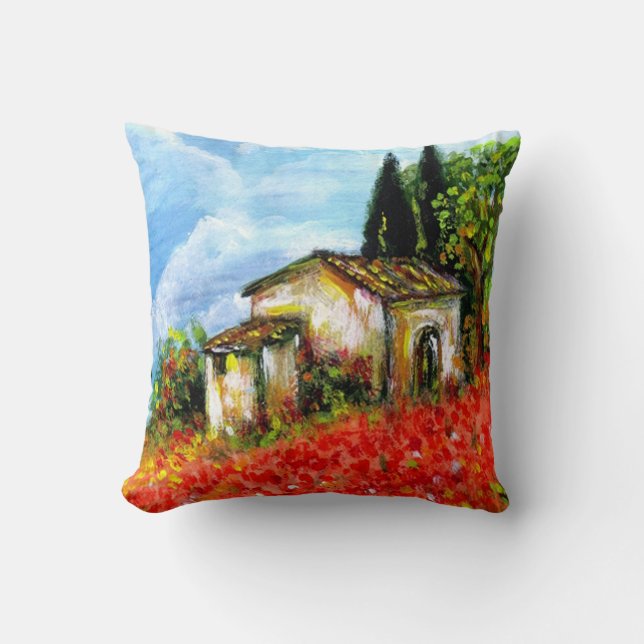 POPPIES IN TUSCANY THROW PILLOW (Front)