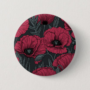 Poppies in Viva Magenta  2 Inch Round Button