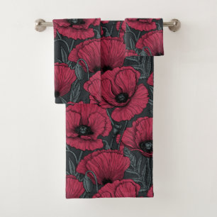 Poppies in Viva Magenta Bath Towel Set