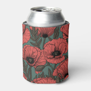Poppies in Viva Magenta  Can Cooler