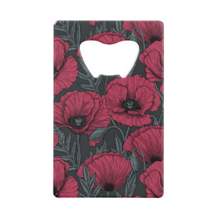 Poppies in Viva Magenta Credit Card Bottle Opener