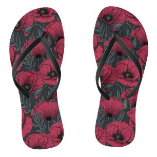 Poppies in Viva Magenta Flip Flops