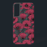Poppies in Viva Magenta Samsung Galaxy Case<br><div class="desc">Vector pattern made of hand-drawn poppies.</div>