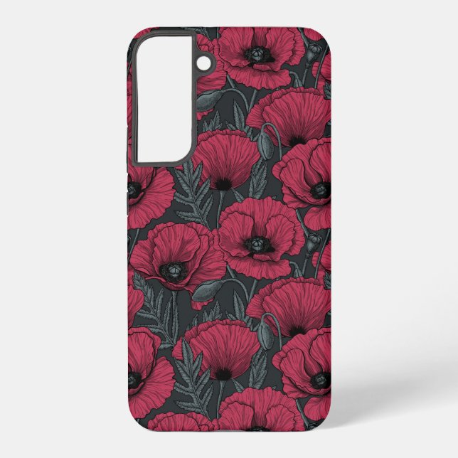Poppies in Viva Magenta Samsung Galaxy S22+ Case (Back)