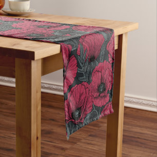 Poppies in Viva Magenta  short table runner