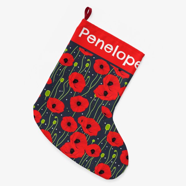 Poppies  large christmas stocking (Front (Hanging))