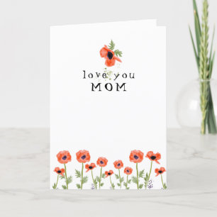  Poppies Love You Mom Mother's Day Thank You Card