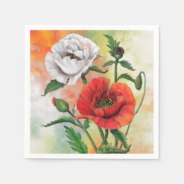 Poppies Napkins Poppy Flowers (Front)