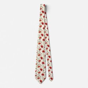 Poppies on Cream Tie