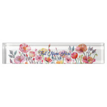 Poppies on Parade Personalized Desk Nameplate