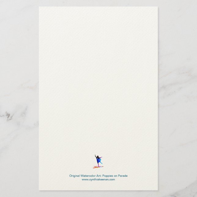 Poppies on Parade Personalized Stationery (Back)