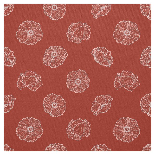 Poppies on Red Fabric (Swatch)